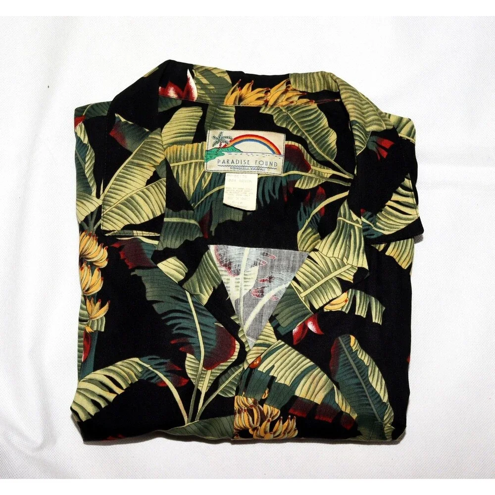 Paradise Found Men's Hawaiian Banana Plant Trees Aloha Honolulu‎ Shirt Size 2XL